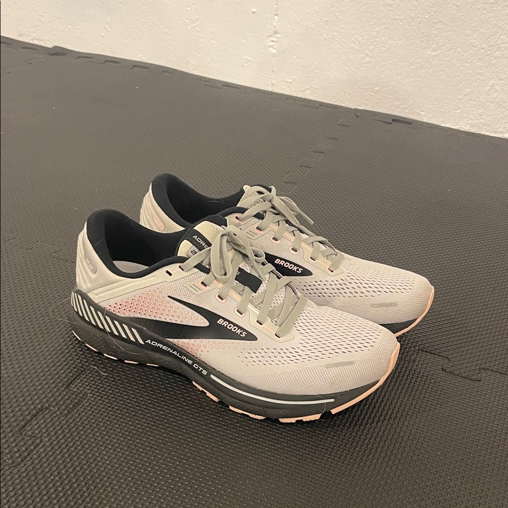 Brooks Light Gray and Pink Running Shoes